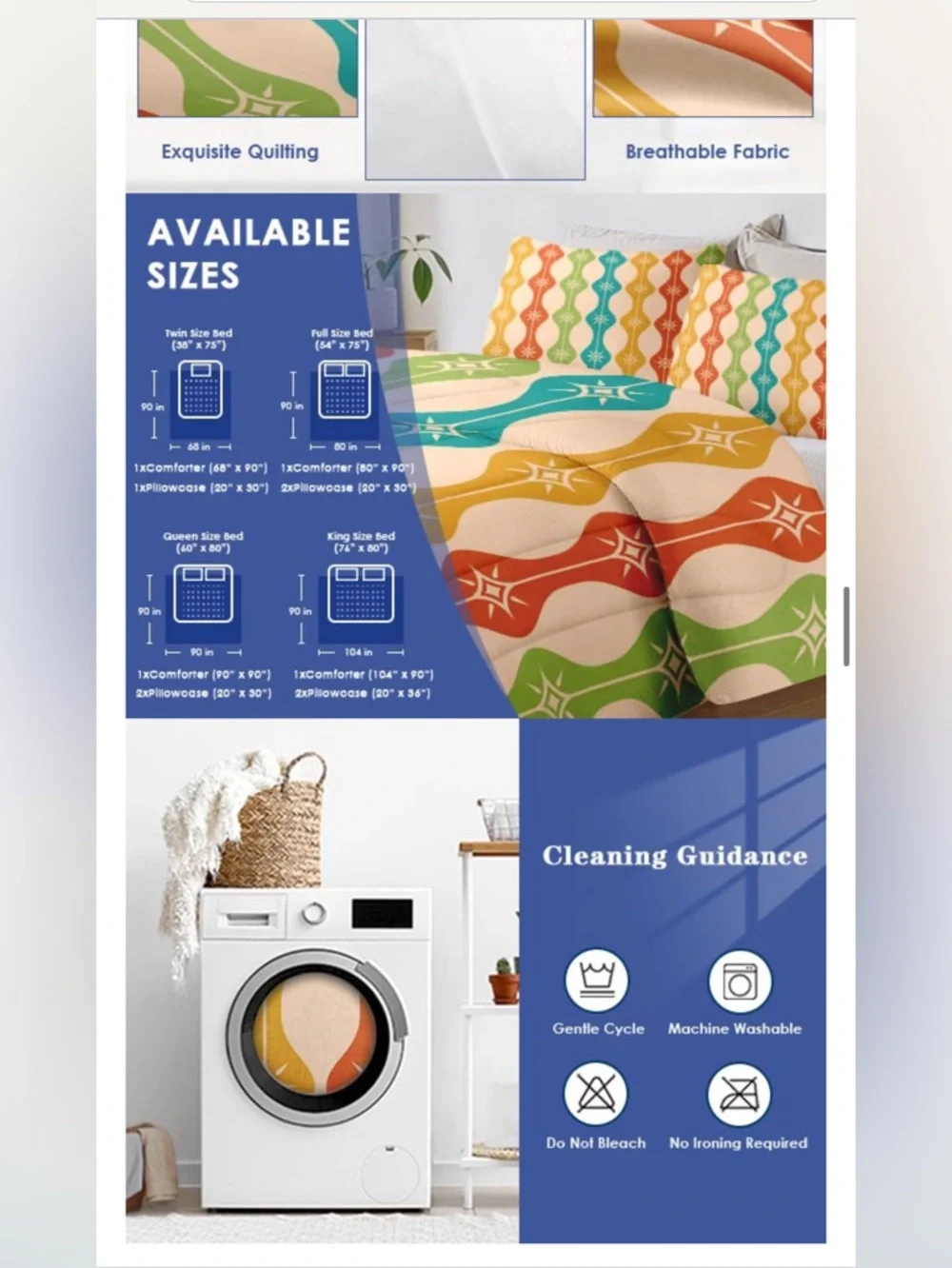 Retro-Style Geometric Comforter 2pc. Set-TWIN